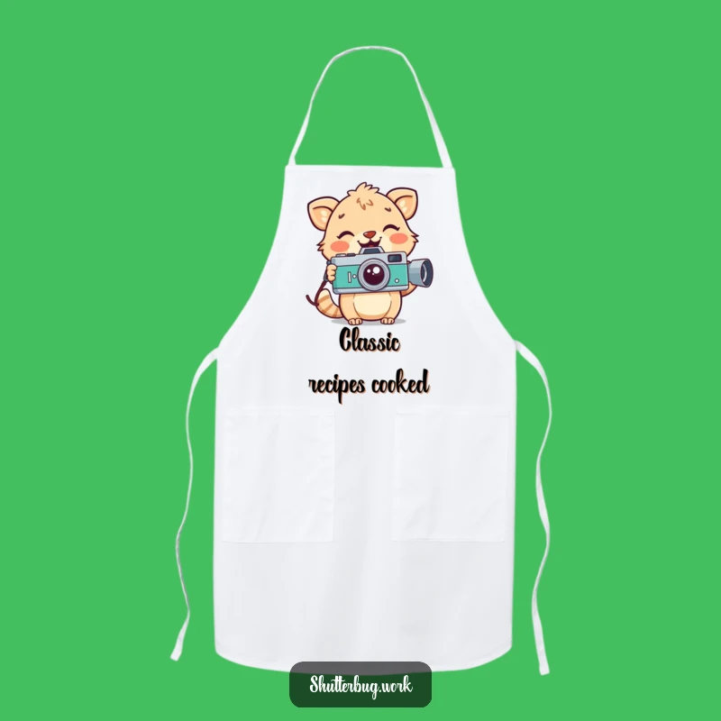 Funny Retro Animal Apron - Chef's Vintage Camera Smile Bib