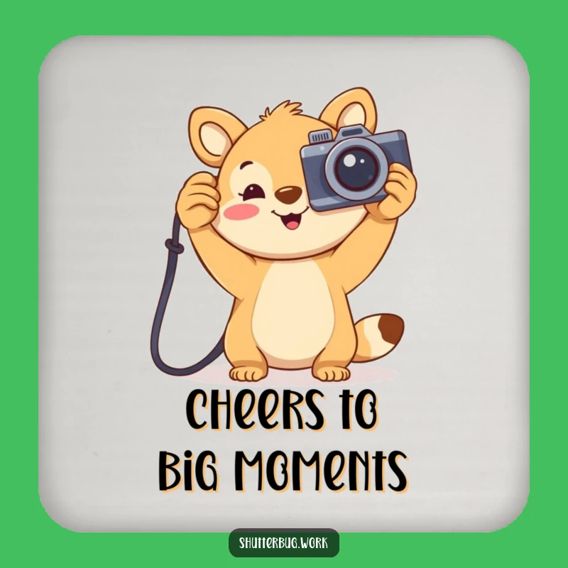 Funny Joyful Animal Coaster - Cheerful Photographer's Drink Protector