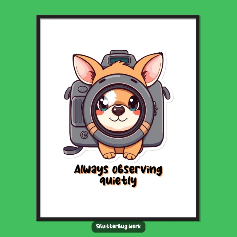 Funny Curious Animal Poster - Artistic Photographer Peeking Lens Wall Art