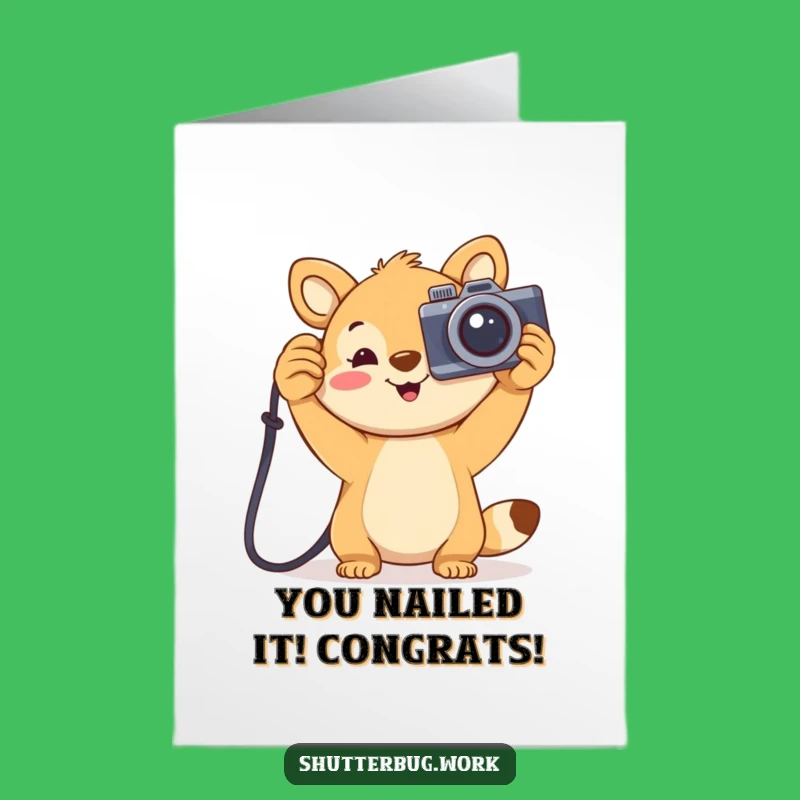 Free Printable Congrats Card: Joyful Animal Photographer, Funny Downloadable Success Gift