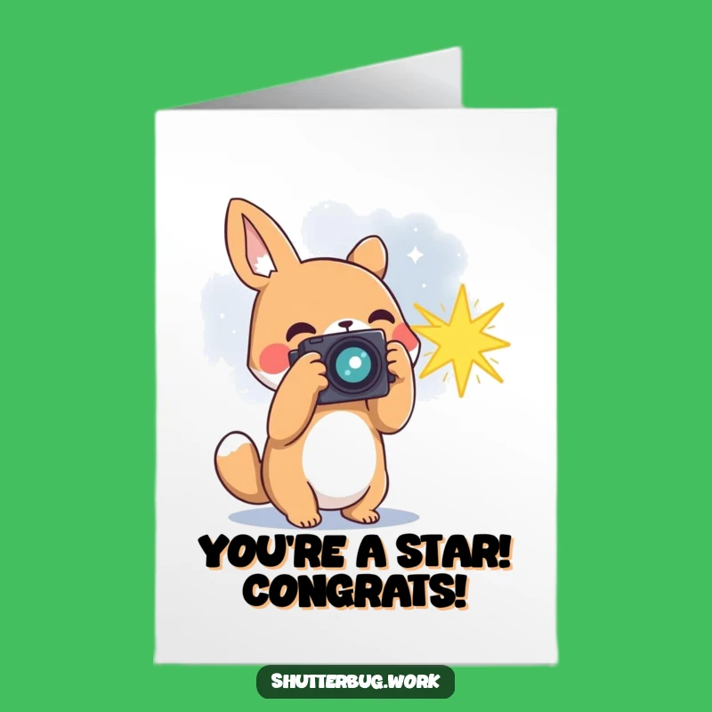 Free Printable Congrats Card: Star Capturing Animal Photographer, Funny Downloadable Success Gift