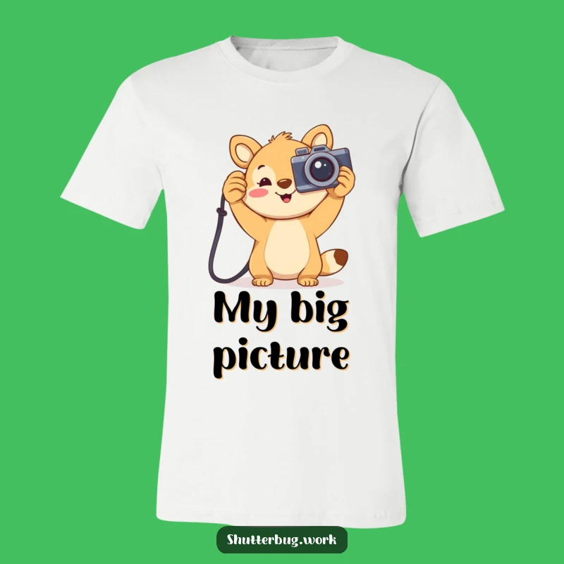 Funny Joyful Animal T-Shirt - Enthusiastic Camera Holder Graphic Tee